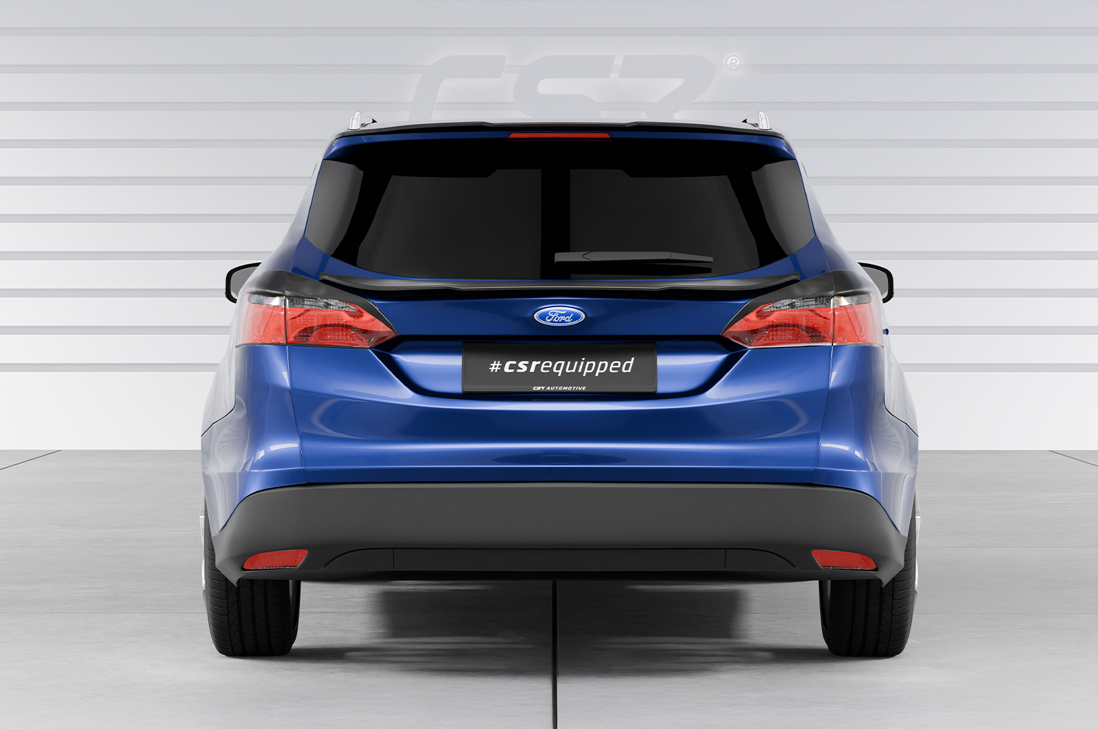 Paupières de phares arrières (la paire) pour Ford Focus MK3 Facelift break (2014-2018) - Fabriqué en ABS glossy (Noir brillant)