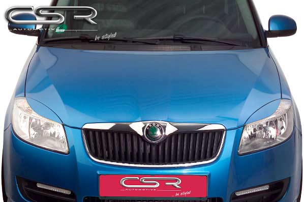Paupières de phares avants (la paire) pour Skoda Roomster Typ 5J hatchback (2006-03/2010) - Fabriqué en ABS (à peindre)