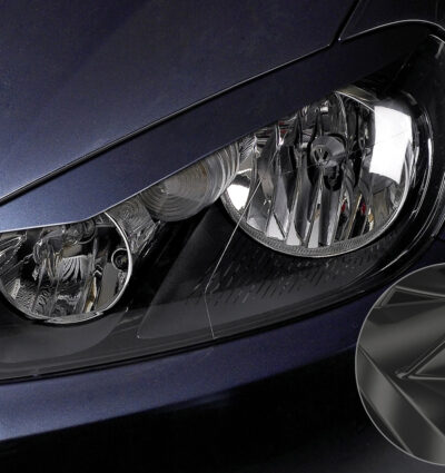 Paupières de phares avants (la paire) pour VW Golf 6 toutes carrosseries y compris Plus (2008-2012) - Fabriqué en ABS glossy (Noir brillant)