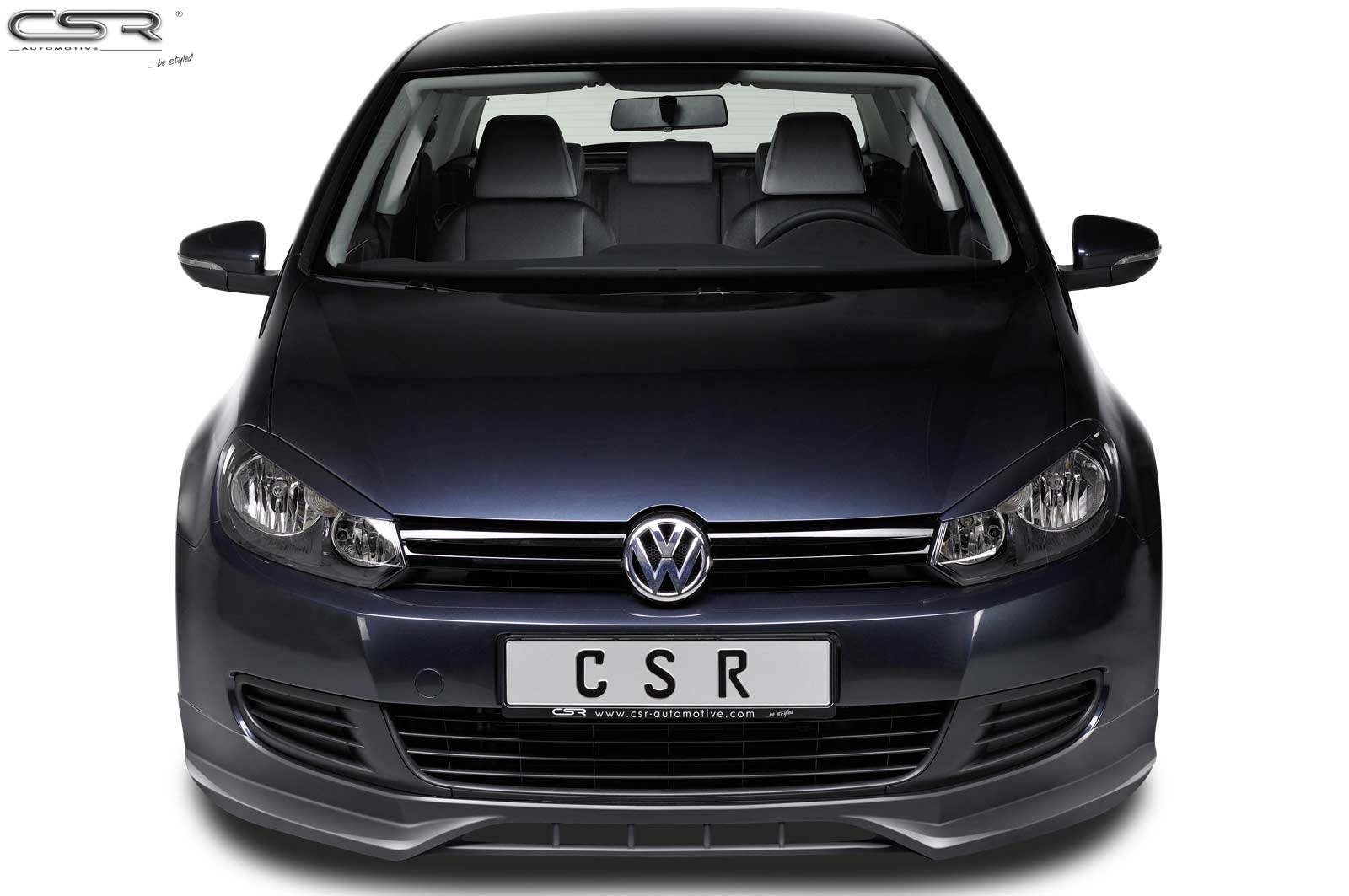 Paupières de phares avants (la paire) pour VW Golf 6 toutes carrosseries y compris Plus (2008-2012) - Fabriqué en ABS glossy (Noir brillant)