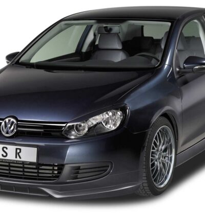 Paupières de phares avants (la paire) pour VW Golf 6 toutes carrosseries y compris Plus (2008-2012) - Fabriqué en ABS glossy (Noir brillant)