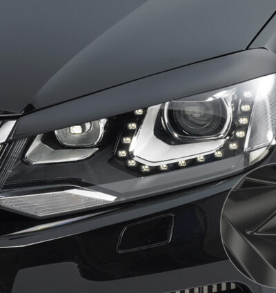 Paupières de phares avants (la paire) pour VW Touareg II (Typ 7P) toutes carrosseries (2010-2018) - Fabriqué en ABS glossy (Noir brillant)