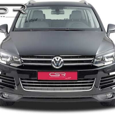 Paupières de phares avants (la paire) pour VW Touareg II (Typ 7P) toutes carrosseries (2010-2018) - Fabriqué en ABS glossy (Noir brillant)