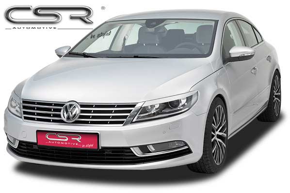 Paupières de phares avants (la paire) pour VW CC (Typ 35) toutes carrosseries (2012-2016) - Fabriqué en ABS glossy (Noir brillant)