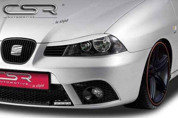 Paupières de phares avants (la paire) pour Seat Ibiza 6L hatchback (2002-2008) - Fabriqué en ABS (à peindre)