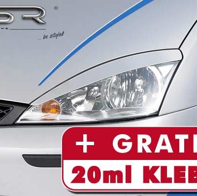 Paupières de phares avants (la paire) pour Ford Focus MK1 (DAW / DFW / DNW) berline / liftback / break (1998-2004) - Fabriqué en ABS (à peindre)