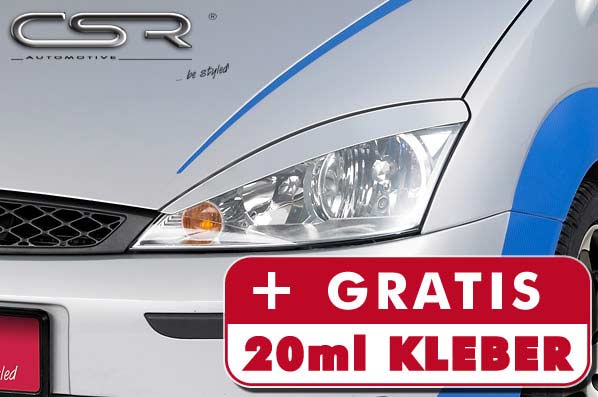 Paupières de phares avants (la paire) pour Ford Focus MK1 (DAW / DFW / DNW) berline / liftback / break (1998-2004) - Fabriqué en ABS (à peindre)