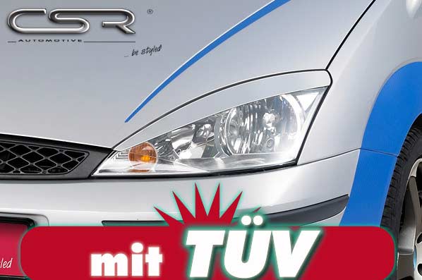 Paupières de phares avants (la paire) pour Ford Focus MK1 (DAW / DFW / DNW) berline / liftback / break (1998-2004) - Fabriqué en ABS (à peindre)