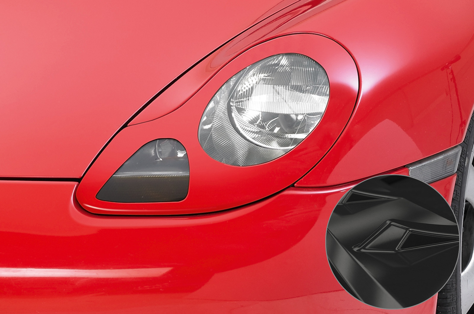 Paupières de phares avants (la paire) pour Porsche Boxster 986 Roadster (1996-2004) - Fabriqué en ABS glossy (Noir brillant)