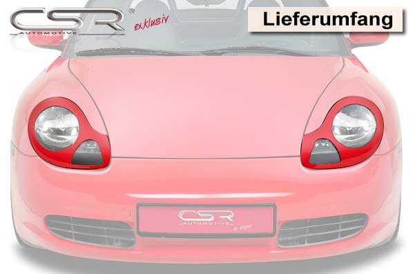 Paupières de phares avants (la paire) pour Porsche Boxster 986 Roadster (1996-2004) - Fabriqué en ABS glossy (Noir brillant)