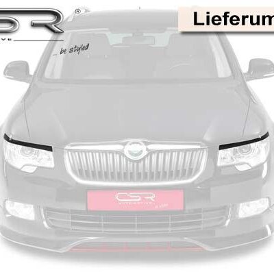 Paupières de phares avants (la paire) pour Skoda Superb II berline / break (2008-06/2013) - Fabriqué en ABS (à peindre)