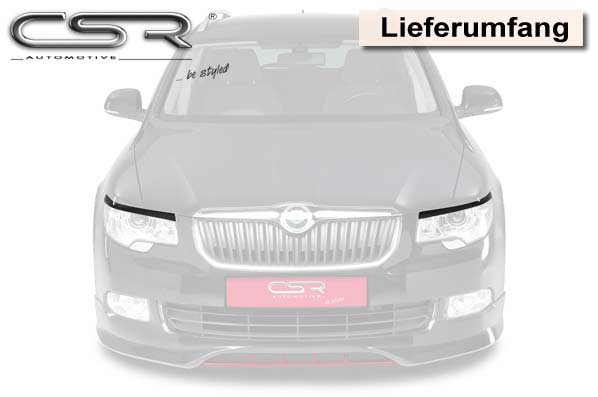 Paupières de phares avants (la paire) pour Skoda Superb II berline / break (2008-06/2013) - Fabriqué en ABS (à peindre)