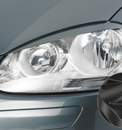 Paupières de phares avants (la paire) pour VW Golf 5 / Jetta 5 toutes carrosseries (2003-2010) - Fabriqué en ABS glossy (Noir brillant)