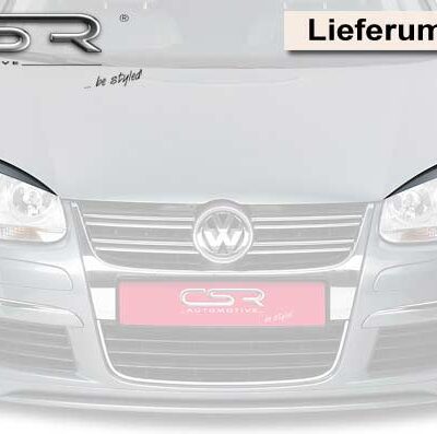 Paupières de phares avants (la paire) pour VW Golf 5 / Jetta 5 toutes carrosseries (2003-2010) - Fabriqué en ABS glossy (Noir brillant)