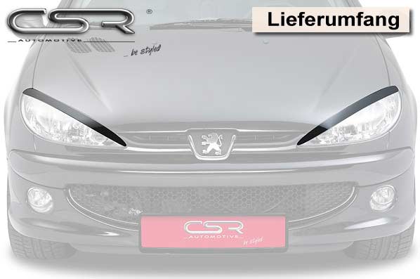 Paupières de phares avants (la paire) pour Peugeot 206 toutes carrosseries (1998-2006) - Fabriqué en ABS (à peindre)