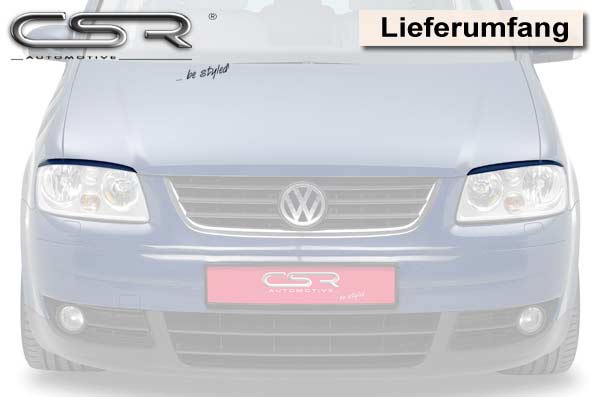 Paupières de phares avants (la paire) pour VW Touran 1T toutes carrosseries (2003-2006) - Fabriqué en ABS (à peindre)