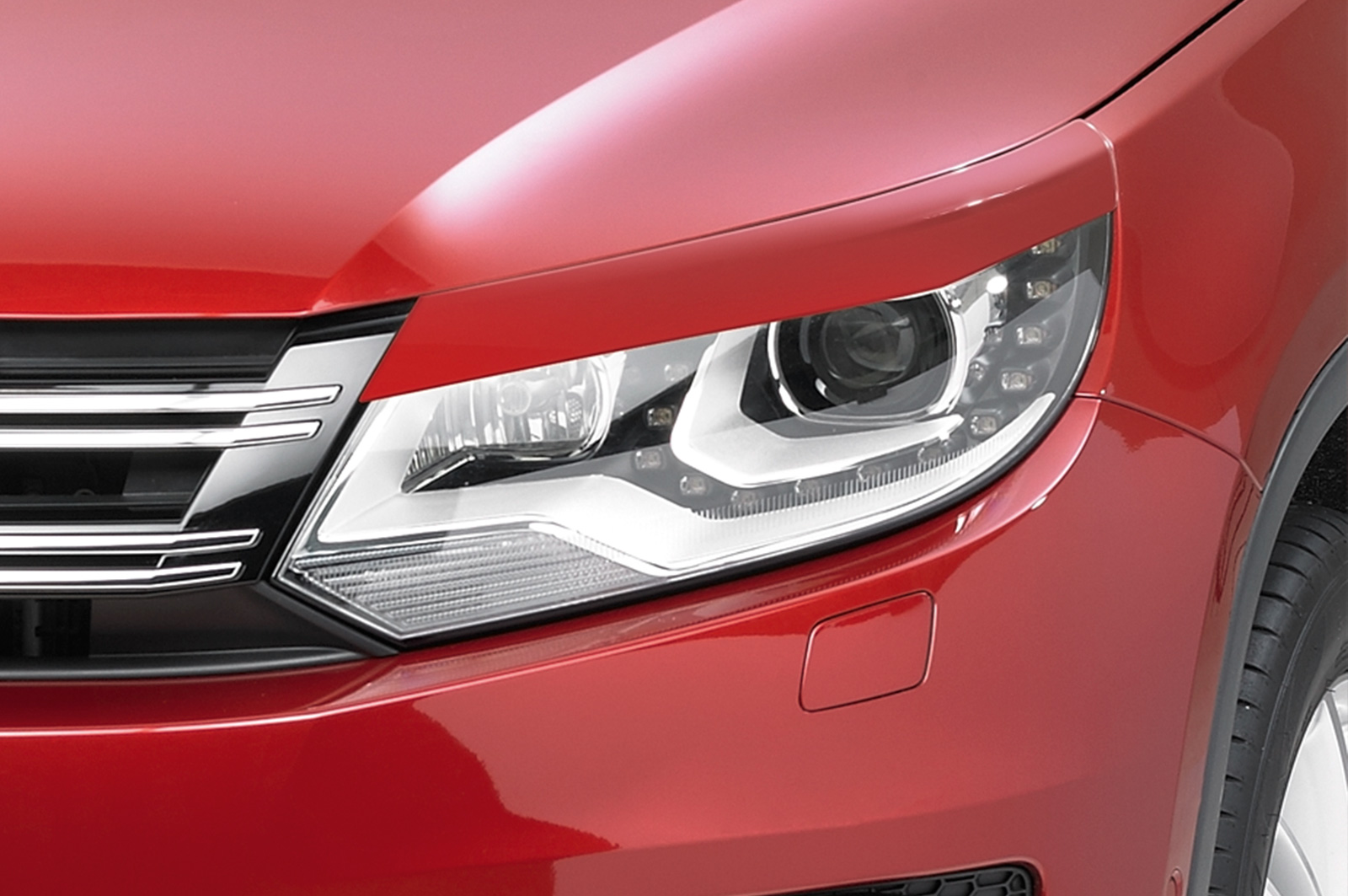 Paupières de phares avants (la paire) pour VW Tiguan I (5N) toutes carrosseries (facelift) (07/2011-2015) - Fabriqué en ABS (à peindre)