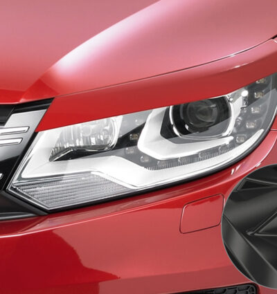 Paupières de phares avants (la paire) pour VW Tiguan I (5N) toutes carrosseries (facelift) (07/2011-2015) - Fabriqué en ABS glossy (Noir brillant)