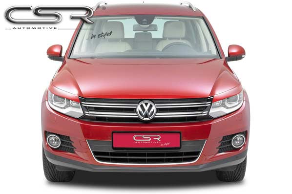 Paupières de phares avants (la paire) pour VW Tiguan I (5N) toutes carrosseries (facelift) (07/2011-2015) - Fabriqué en ABS glossy (Noir brillant)