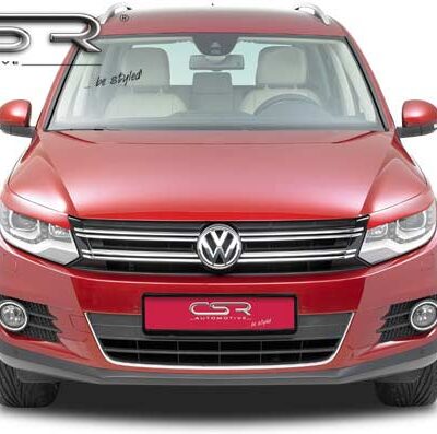 Paupières de phares avants (la paire) pour VW Tiguan I (5N) toutes carrosseries (facelift) (07/2011-2015) - Fabriqué en ABS glossy (Noir brillant)