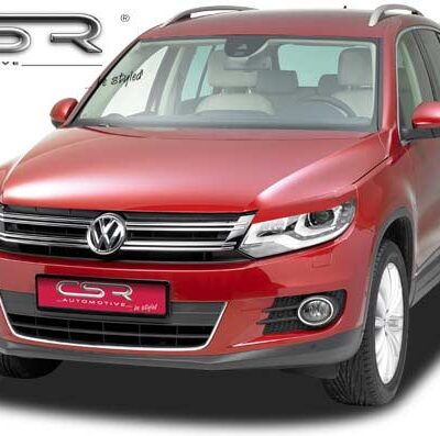 Paupières de phares avants (la paire) pour VW Tiguan I (5N) toutes carrosseries (facelift) (07/2011-2015) - Fabriqué en ABS glossy (Noir brillant)