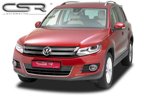 Paupières de phares avants (la paire) pour VW Tiguan I (5N) toutes carrosseries (facelift) (07/2011-2015) - Fabriqué en ABS glossy (Noir brillant)