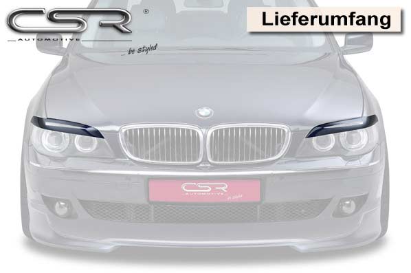 Paupières de phares avants (la paire) pour BMW Série 7 E65 LCI / E66 LCI toutes carrosseries (2005-2008) - Fabriqué en ABS (à peindre)