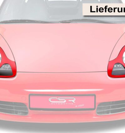 Paupières de phares avants (la paire) pour Porsche Boxster 986 Roadster (1996-2004) - Fabriqué en ABS glossy (Noir brillant)