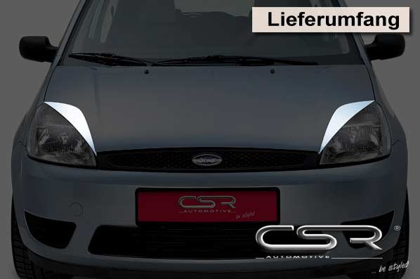 Paupières de phares avants (la paire) pour Ford Fiesta MK6 toutes carrosseries (11/2001-10/2005) - Fabriqué en ABS (à peindre)