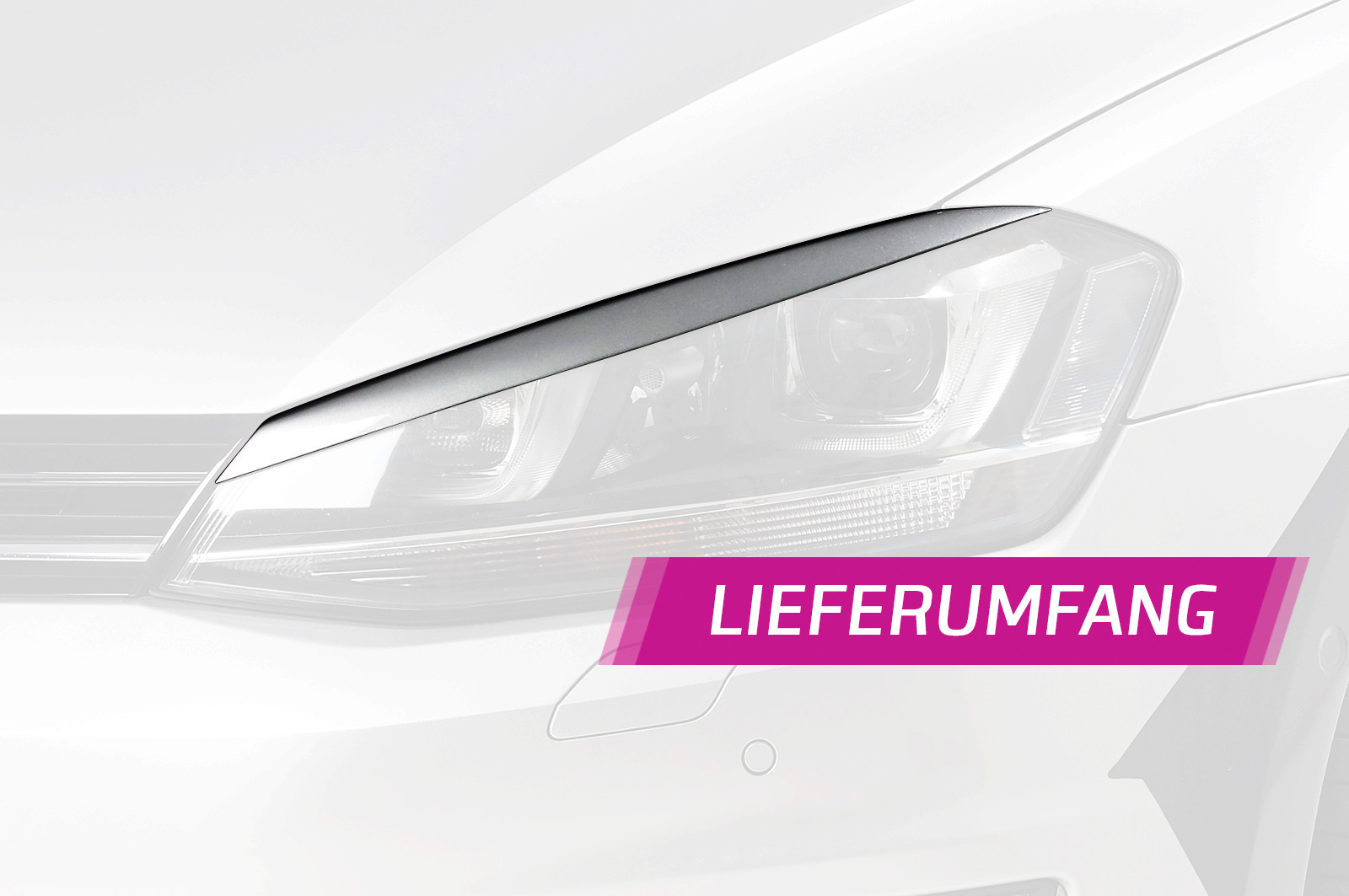 Paupières de phares avants (la paire) pour VW Golf 7 préfacelift (08/2012-03/2017) - Fabriqué en ABS glossy (Noir brillant)