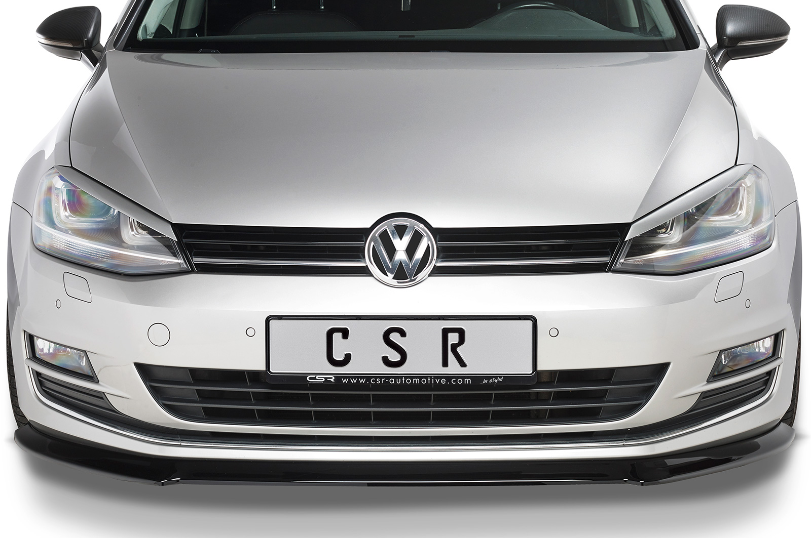 Paupières de phares avants (la paire) pour VW Golf 7 préfacelift (08/2012-03/2017) - Fabriqué en ABS glossy (Noir brillant)