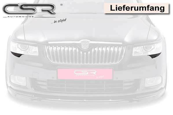 Paupières de phares avants (la paire) pour Skoda Superb II toutes carrosseries (2008-06/2013) - Fabriqué en ABS (à peindre)