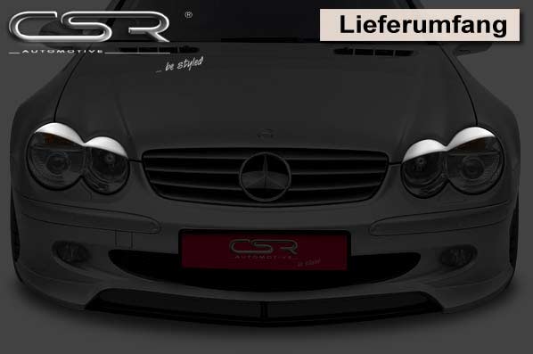 Paupières de phares avants (la paire) pour Mercedes Benz SL R230 toutes carrosseries (2001-2008) - Fabriqué en ABS (à peindre)