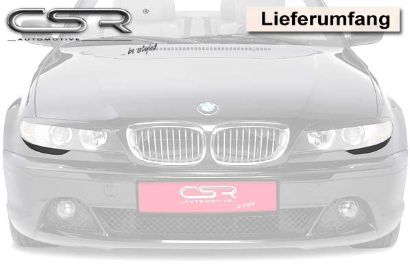 Paupières de phares avants (la paire) pour BMW Série 3 E46 coupé cabriolet (3/2003-2007) - Fabriqué en ABS (à peindre)