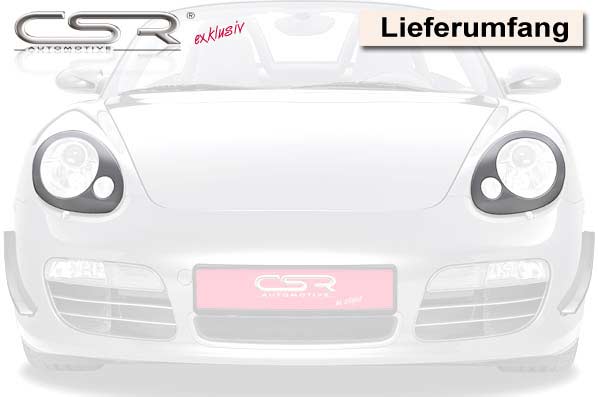 Paupières de phares avants (la paire) pour Porsche Boxster 987 / Cayman toutes carrosseries (2004-2009) - Fabriqué en ABS (à peindre)