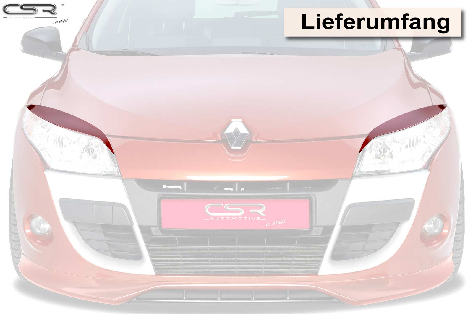 Paupières de phares avants (la paire) pour Renault Megane toutes carrosseries (2008-1/2014) - Fabriqué en ABS (à peindre)
