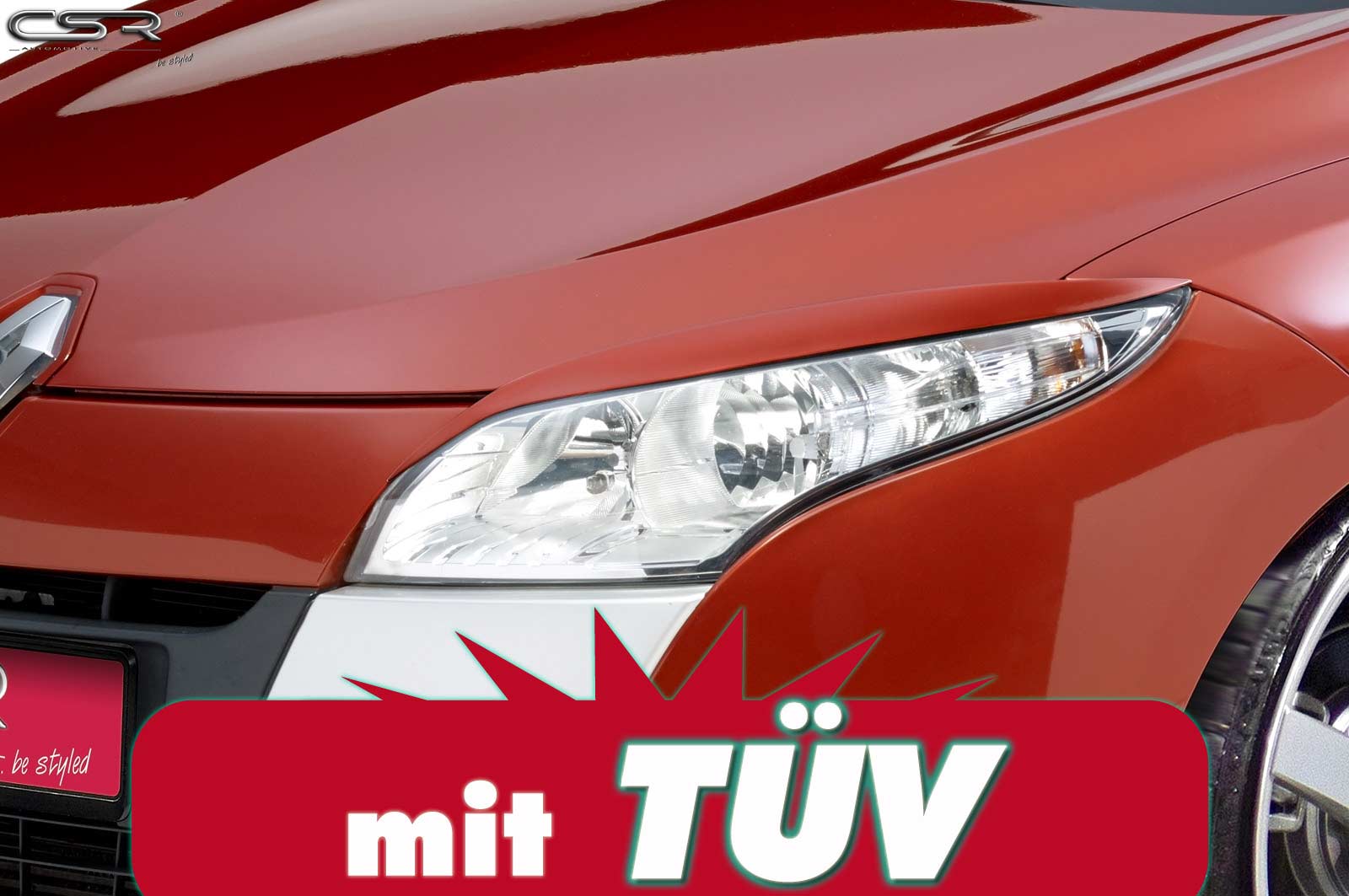 Paupières de phares avants (la paire) pour Renault Megane toutes carrosseries (2008-1/2014) - Fabriqué en ABS (à peindre)