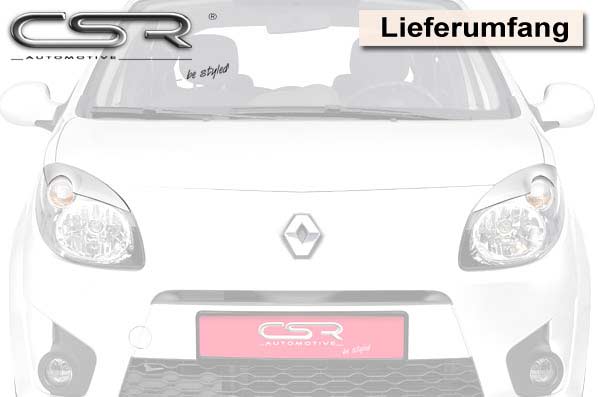 Paupières de phares avants (la paire) pour Renault Twingo toutes carrosseries (2007-2012) - Fabriqué en ABS (à peindre)