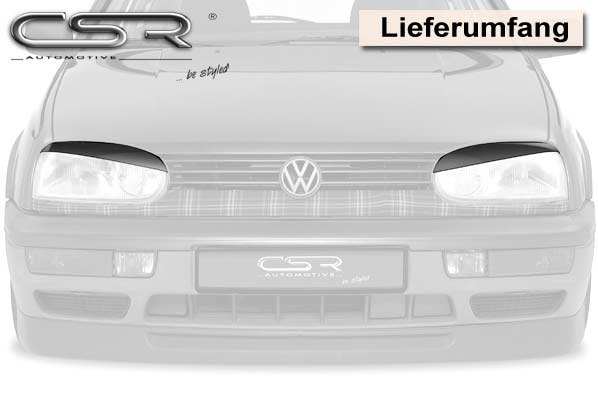 Paupières de phares avants (la paire) pour VW Golf 3 toutes carrosseries (1991-1997) - Fabriqué en ABS (à peindre)
