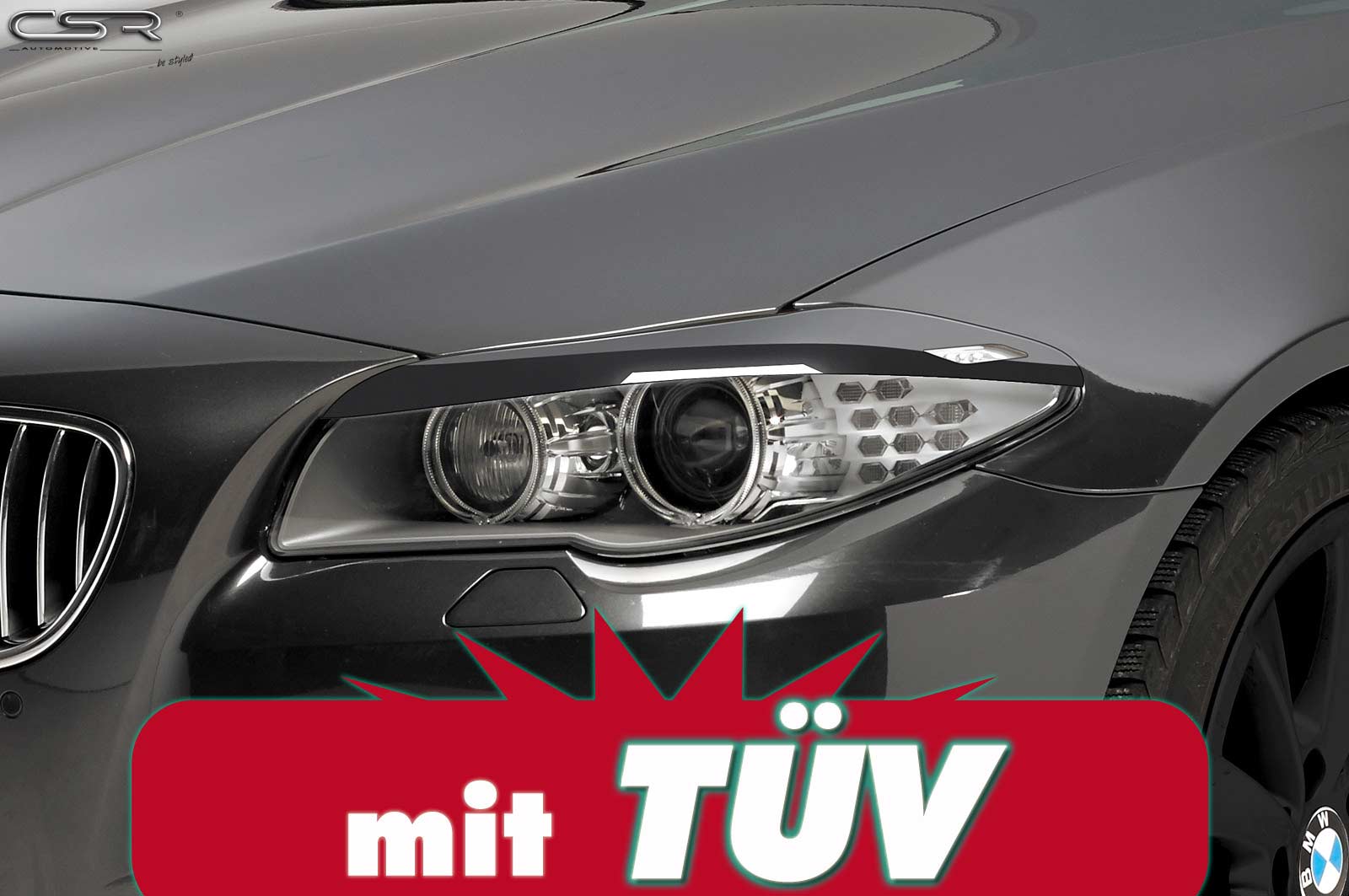 Paupières de phares avants (la paire) pour BMW Série 5 F10 toutes carrosseries (1/2010-7/2013) - Fabriqué en ABS (à peindre)
