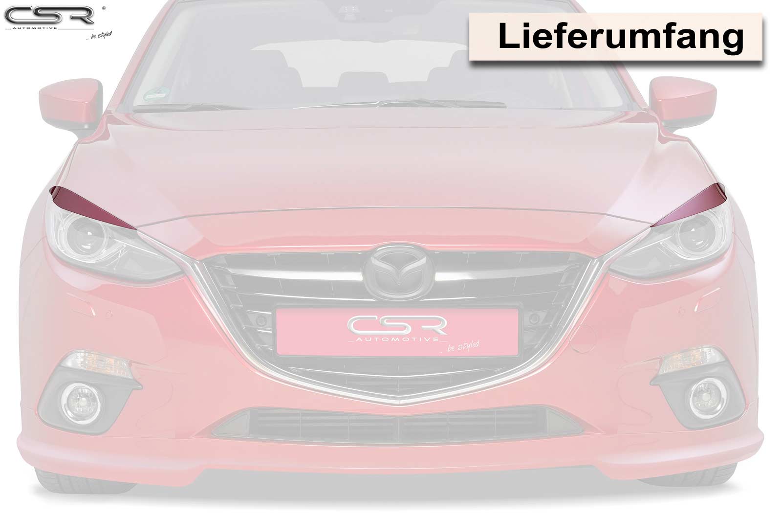 Paupières de phares avants (la paire) pour Mazda 3 Typ BM toutes carrosseries (09/2013-02/2017) - Fabriqué en ABS (à peindre)