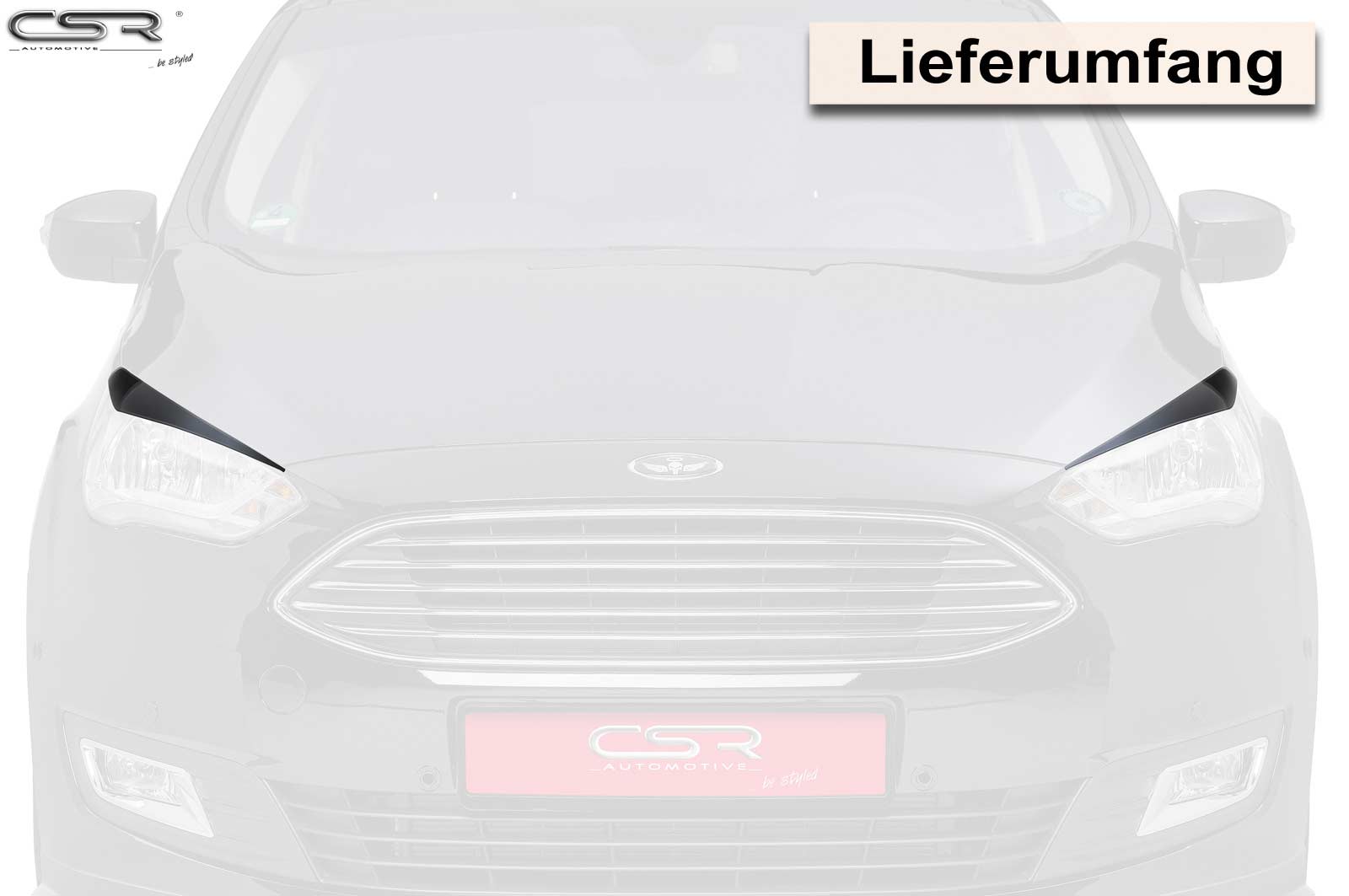 Paupières de phares avants (la paire) pour Ford C-Max / Grand C-Max toutes carrosseries (depuis 4/2015) - Fabriqué en ABS (à peindre)