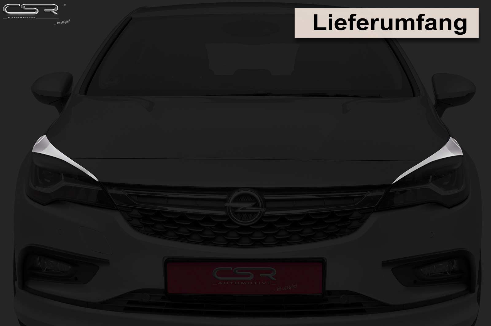Paupières de phares avants (la paire) pour Opel Astra K toutes carrosseries (depuis 2015) - Fabriqué en ABS (à peindre)