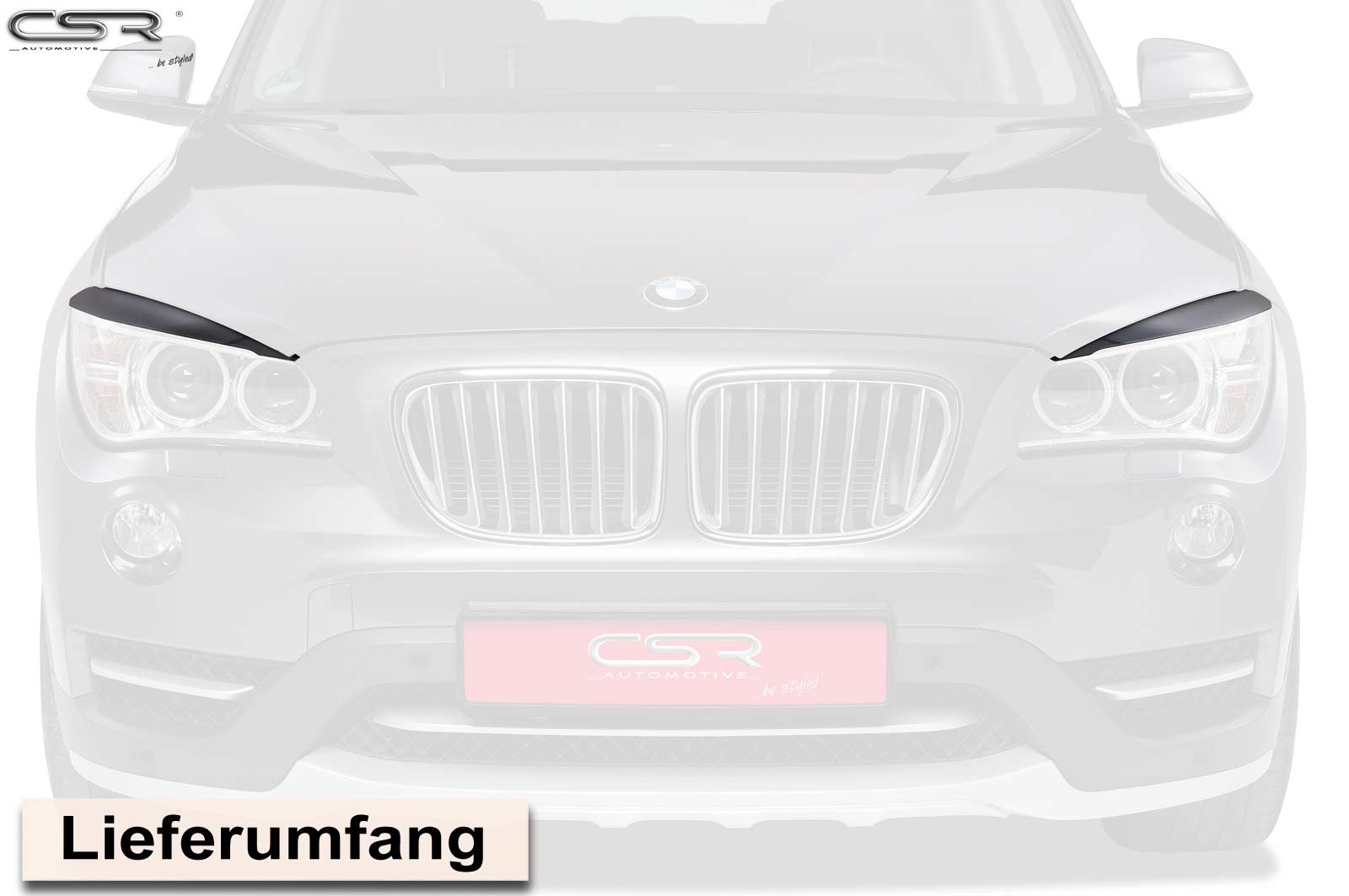 Paupières de phares avants (la paire) pour BMW X1 E84 LCI toutes carrosseries (7/2012-5/2015) - Fabriqué en ABS (à peindre)
