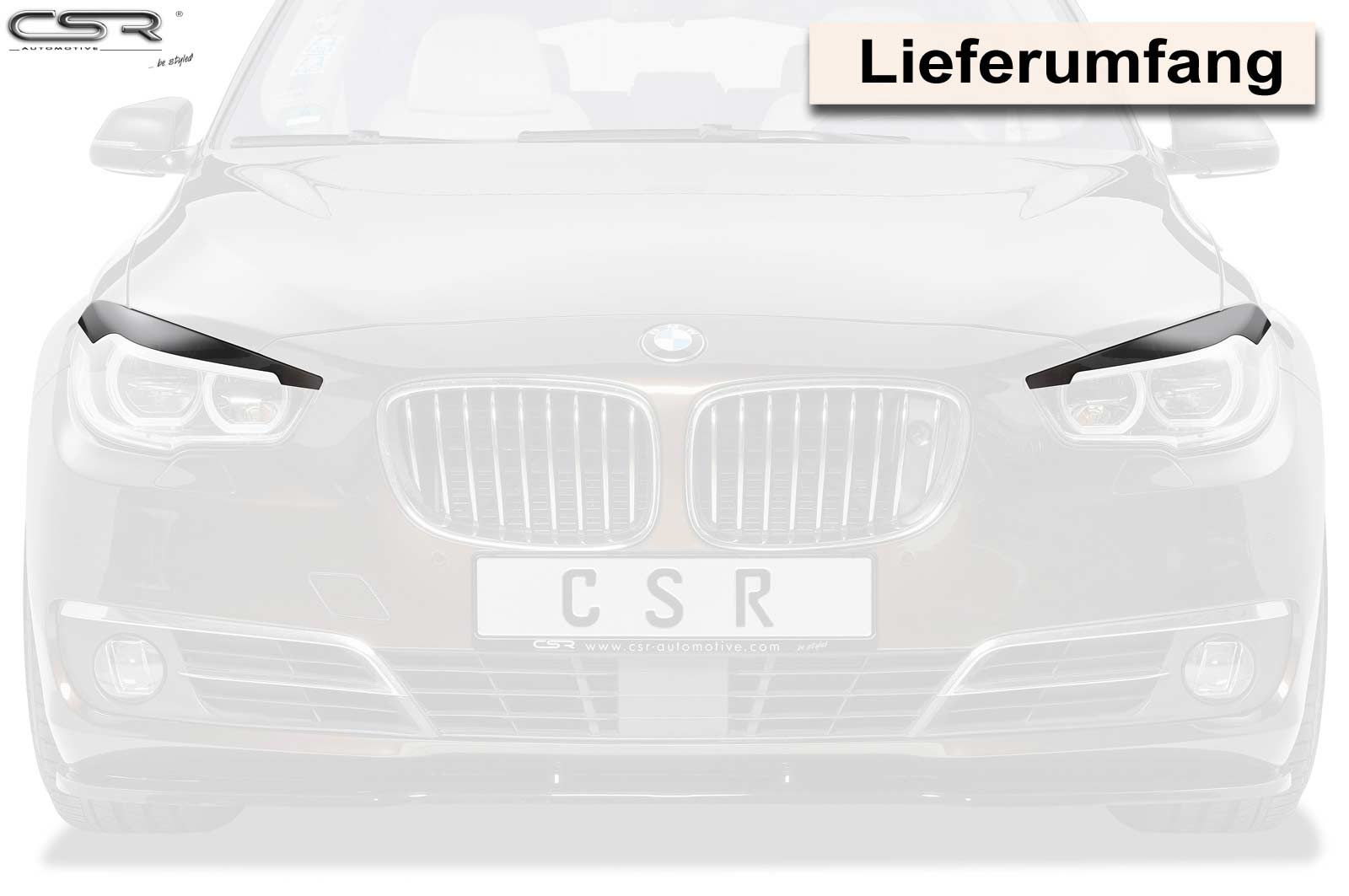 Paupières de phares avants (la paire) pour BMW Série 5 GT F07 toutes carrosseries (2009-2016) - Fabriqué en ABS (à peindre)