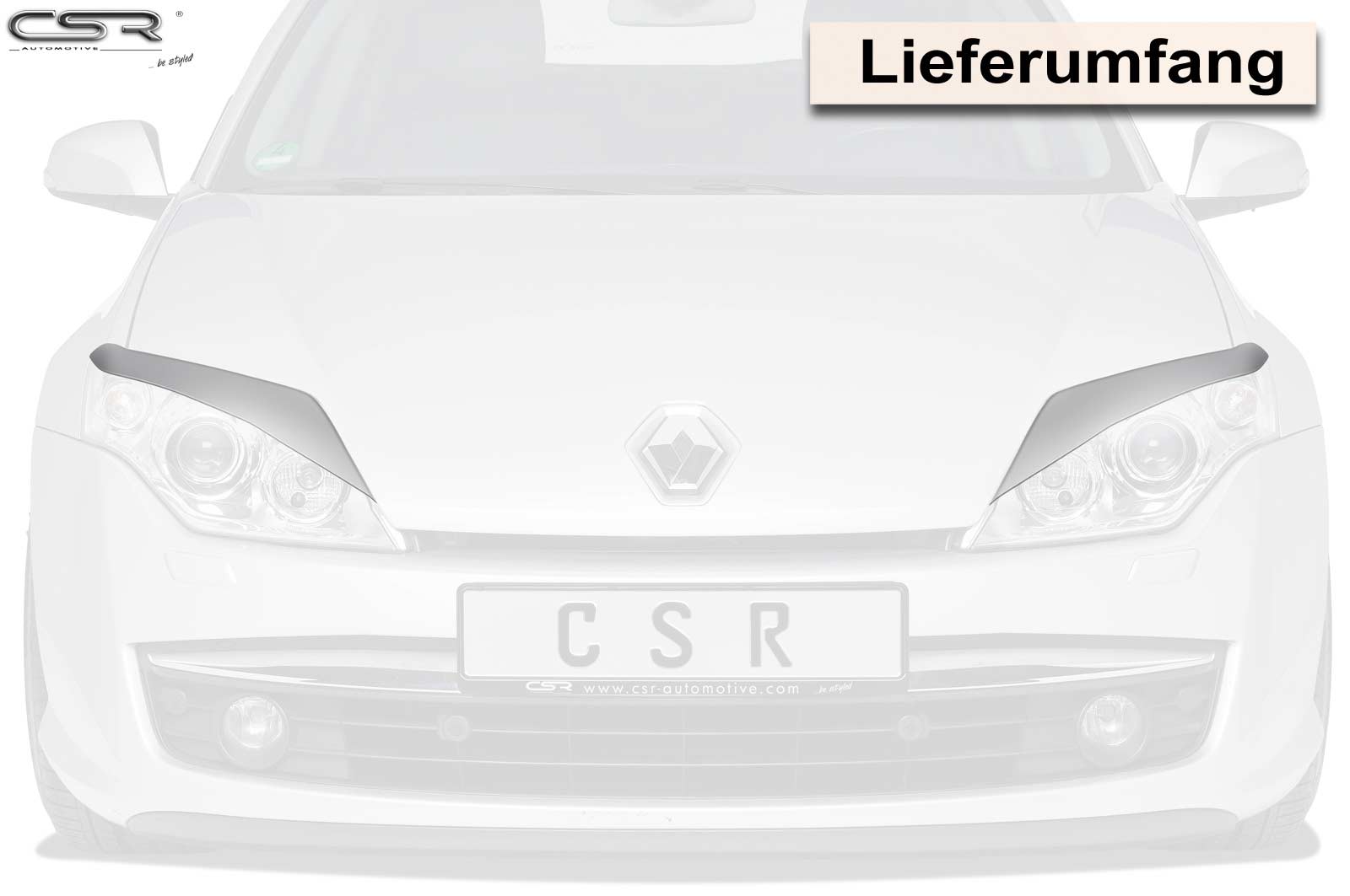 Paupières de phares avants (la paire) pour Renault Laguna 3 (2007-2015) - Fabriqué en ABS (à peindre)