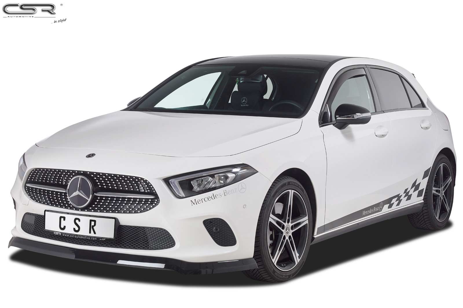 Paupières de phares avants (la paire) pour Mercedes Benz Classe A W177 (depuis 2018) - Fabriqué en ABS (à peindre)