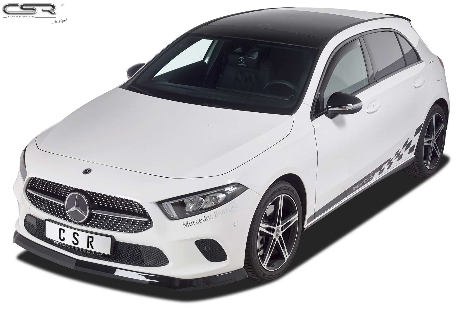 Paupières de phares avants (la paire) pour Mercedes Benz Classe A W177 (depuis 2018) - Fabriqué en ABS (à peindre)