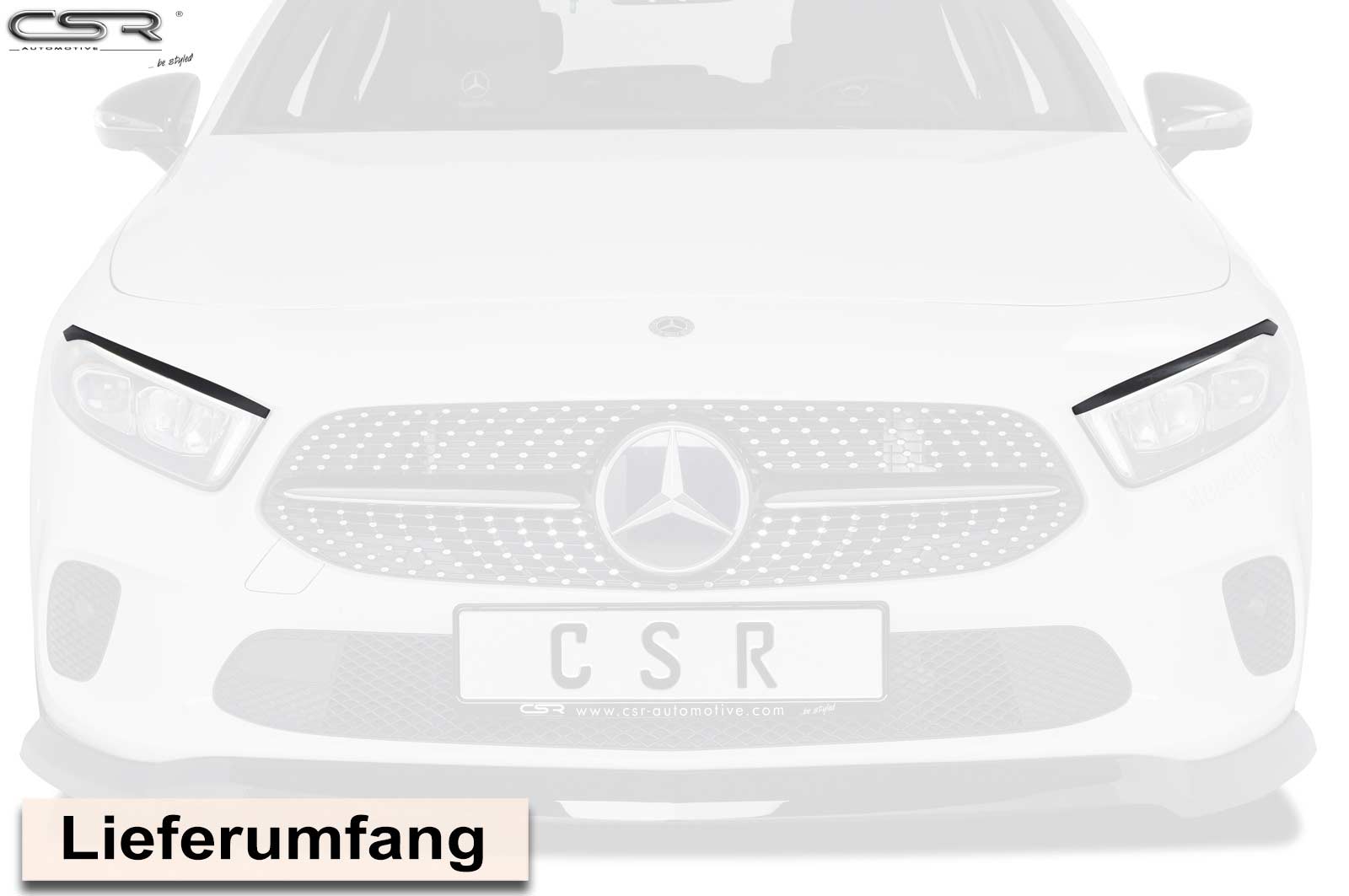 Paupières de phares avants (la paire) pour Mercedes Benz Classe A W177 (depuis 2018) - Fabriqué en ABS (à peindre)