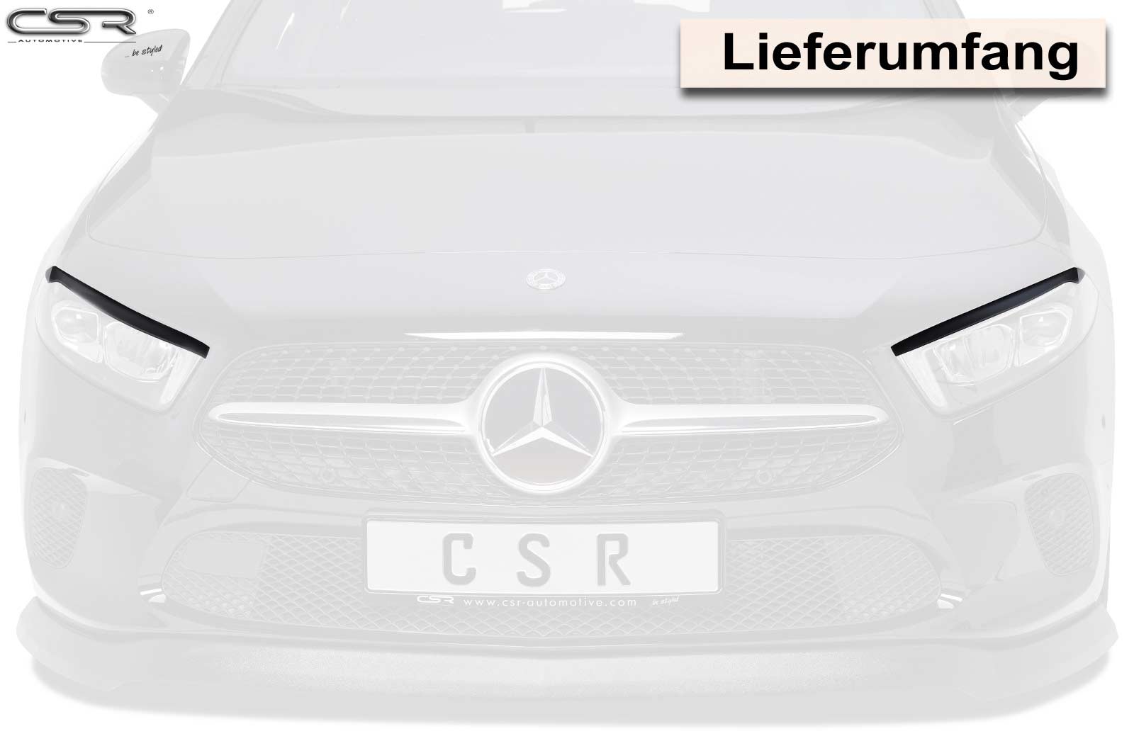 Paupières de phares avants (la paire) pour Mercedes Benz Classe A W177 (depuis 2018) - Fabriqué en ABS (à peindre)